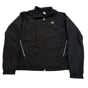 Y2K Adidas Windbreaker 3S Wind Jacket Women's Medium Black Performance Vented